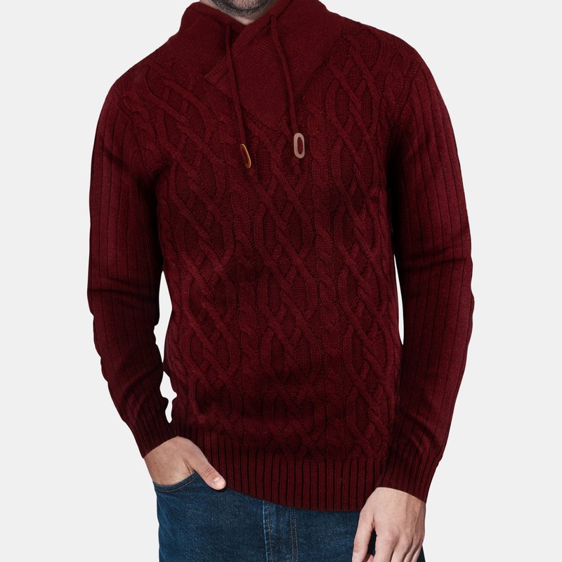 Heads Or Tails Cable Knit Cowl Neck Sweater In Burgundy