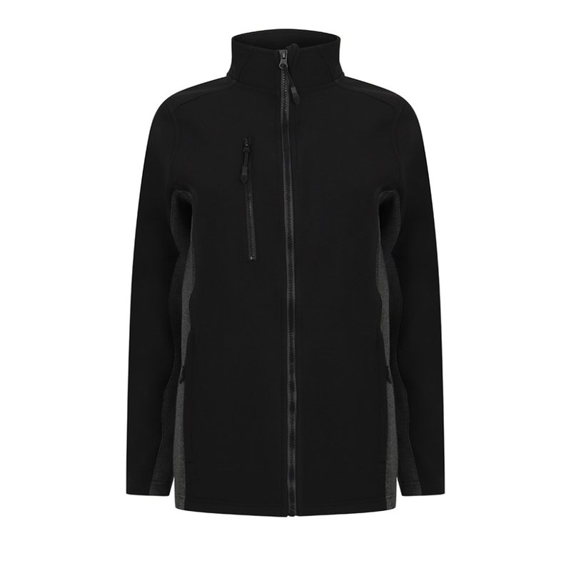 Henbury Adults Unisex Contrast Soft Shell Jacket (black/charcoal)