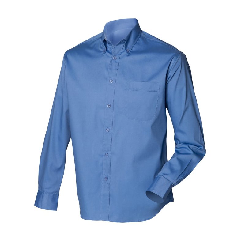 Henbury Mens Long Sleeve Oxford Work Shirt (corporate Blue)
