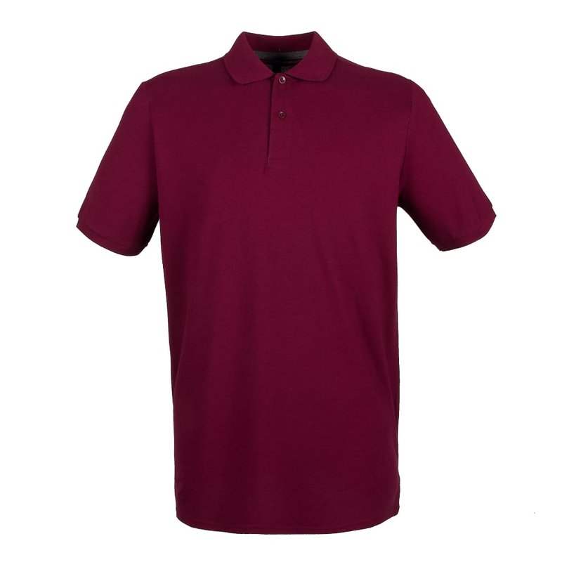 Henbury Mens Modern Fit Cotton Pique Polo Shirt (burgundy)