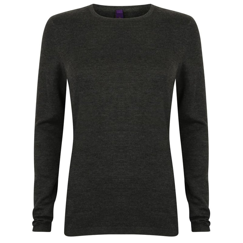 Henbury Womens/ladies Crew Neck Sweater (gray Marl) In Grey
