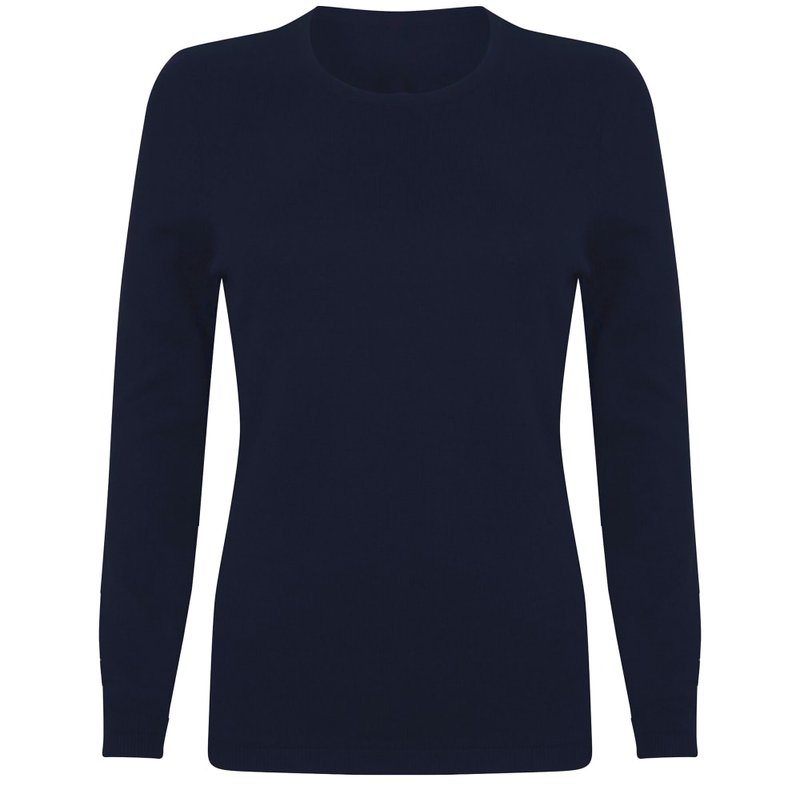 Henbury Womens/ladies Crew Neck Sweater (navy) In Blue