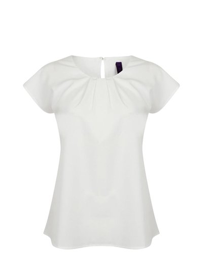 Henbury Henbury Womens/Ladies Pleat Front Short Sleeve Top (White) product