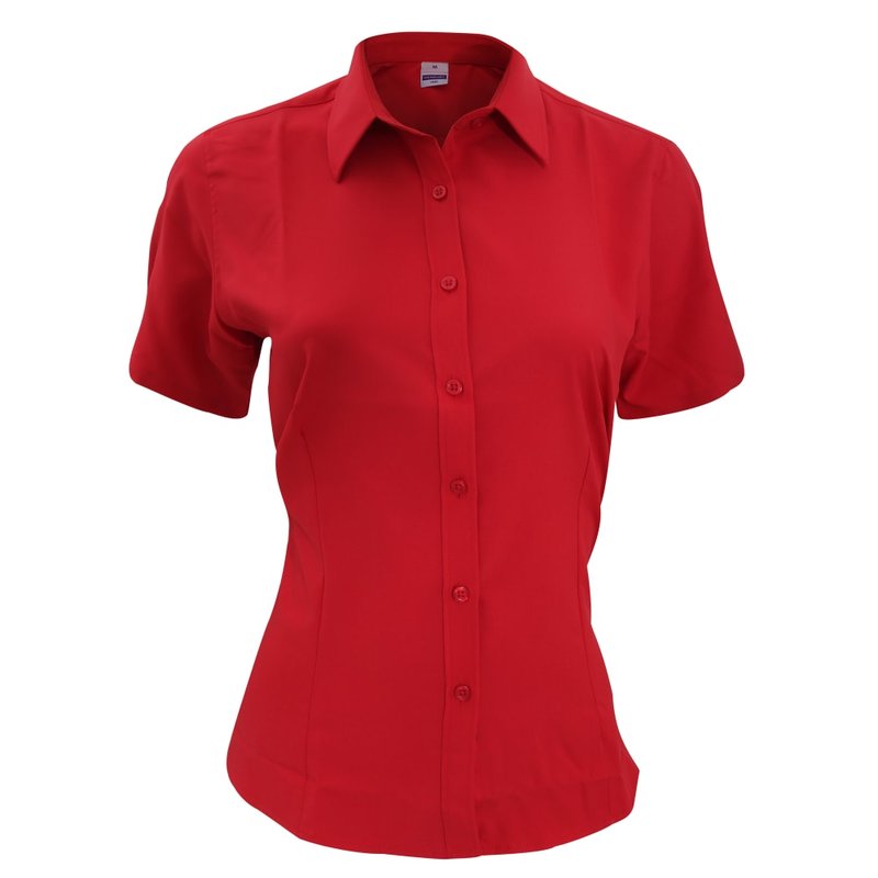 Henbury Womens/ladies Wicking Anti-bacterial Short Sleeve Work Shirt (classic Red)