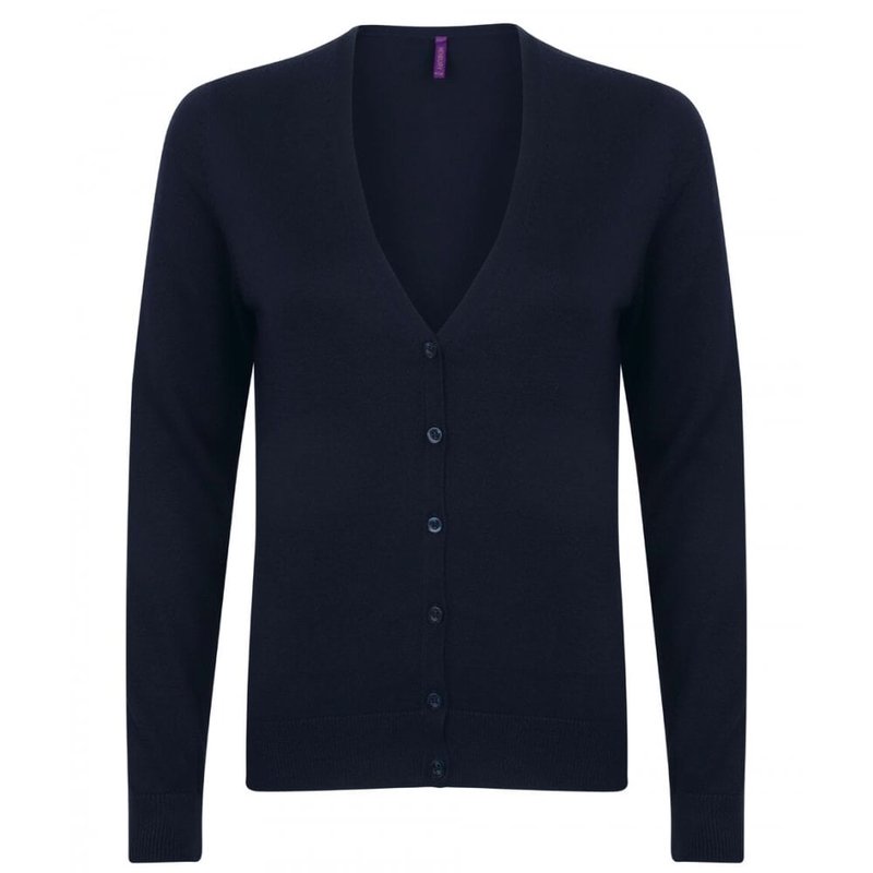 Henbury Womens/ladies V-neck Button Up Cardigan In Blue