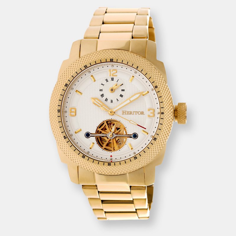 Shop Heritor Automatic Helmsley Semi-skeleton Bracelet Watch In Gold