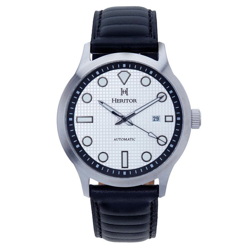 Shop Heritor Automatic Bradford Leather-band Watch With Date In Black
