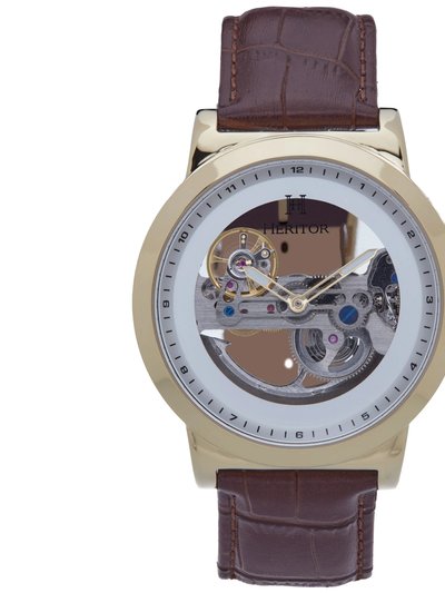 Heritor Watches Xander Semi Skeleton Leather Band Watch product