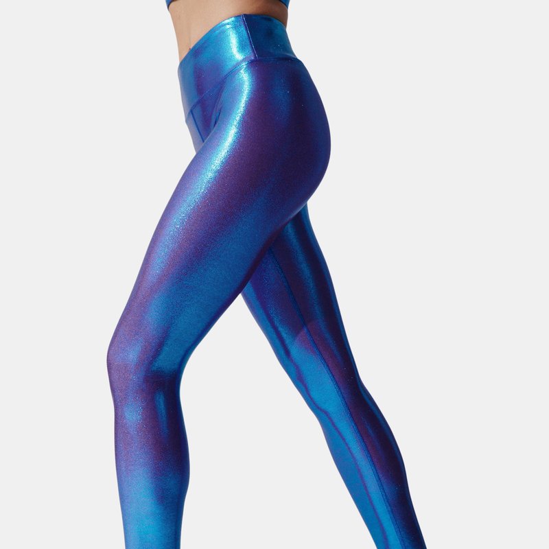 Heroine Sport Marvel Metallic Leggings Cerulean Blue Women's Size