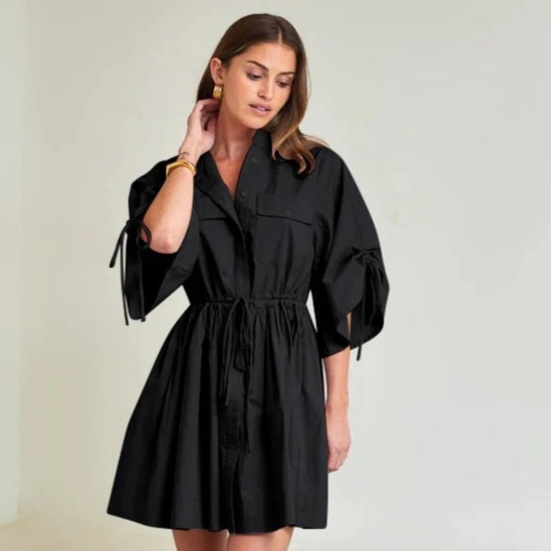 Shop Hevron Hannah Mini Dress Black