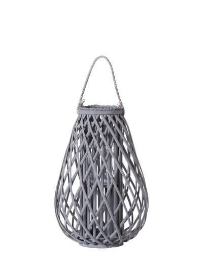 Hill Interiors Back To Nature Wicker Bulbous Candle Lantern - Gray product