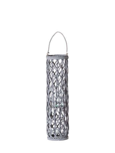 Hill Interiors Back To Nature Wicker Cylindrical Candle Lantern - Gray product