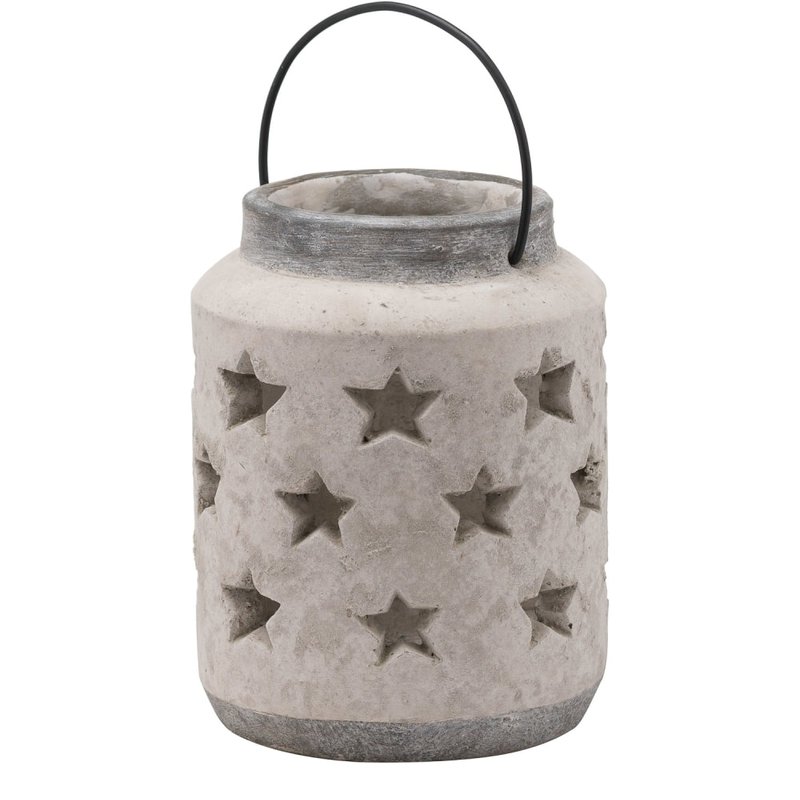Shop Hill Interiors Bloomville Stone Star Candle Lantern In Grey