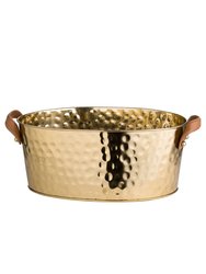 Brass Large Leather Handled Champagne Cooler - Brass