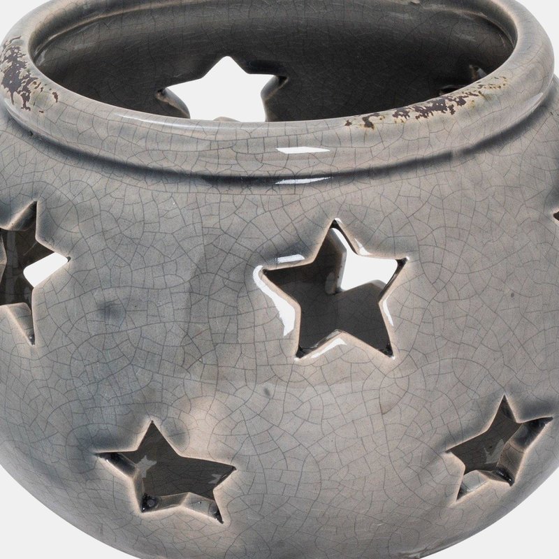 Hill Interiors Ceramic Star Candle Holder In Grey