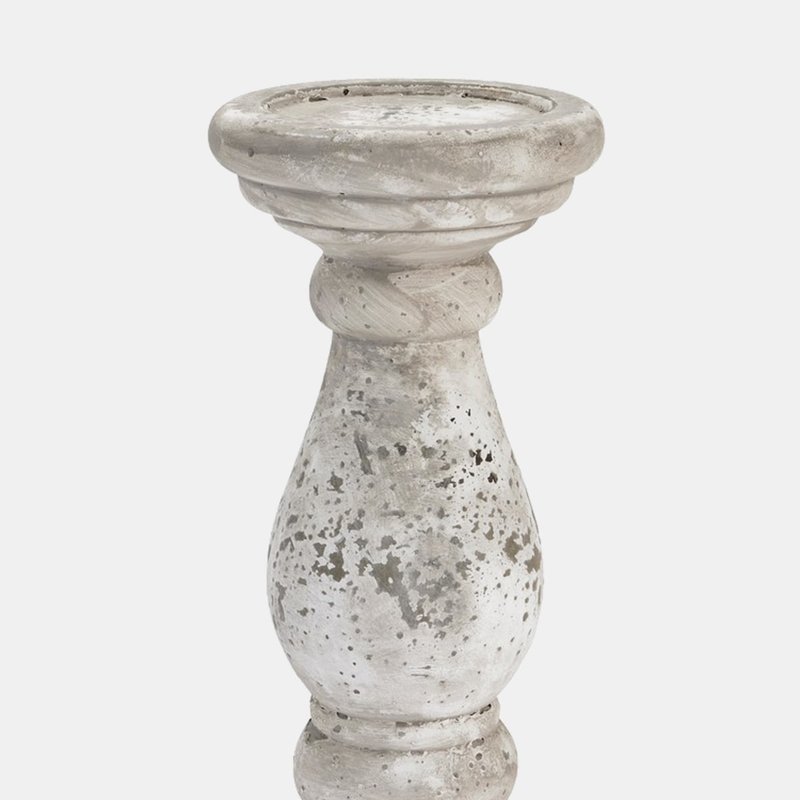 Hill Interiors Ceramic Stone Effect Candle Holder (stone) In Grey