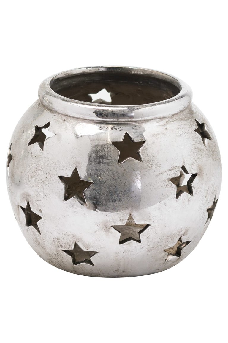 Hill Interiors Aspen Star Candle Lantern (Silver) (11cm x 16cm) - Silver