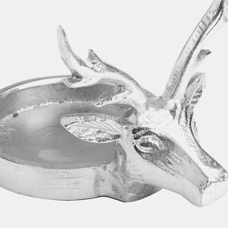 Hill Interiors Farrah Collection Stag Candle Holder (silver) (one Size) In Grey