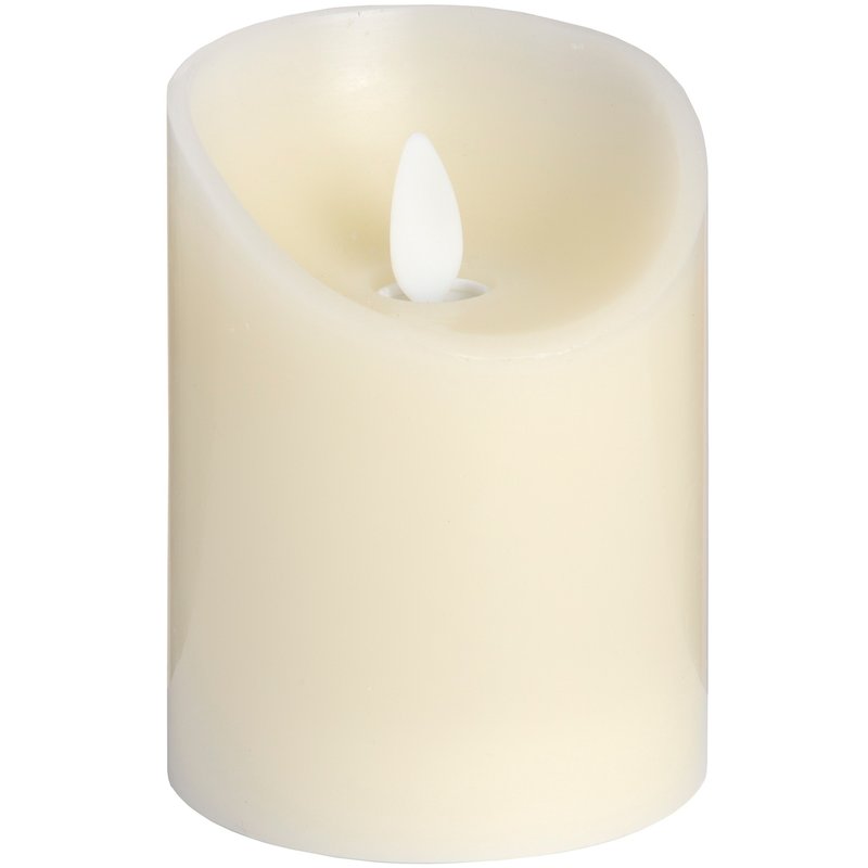 Hill Interiors Flickering Flame Led Wax Candle (cream) (3 X 8in) In Yellow