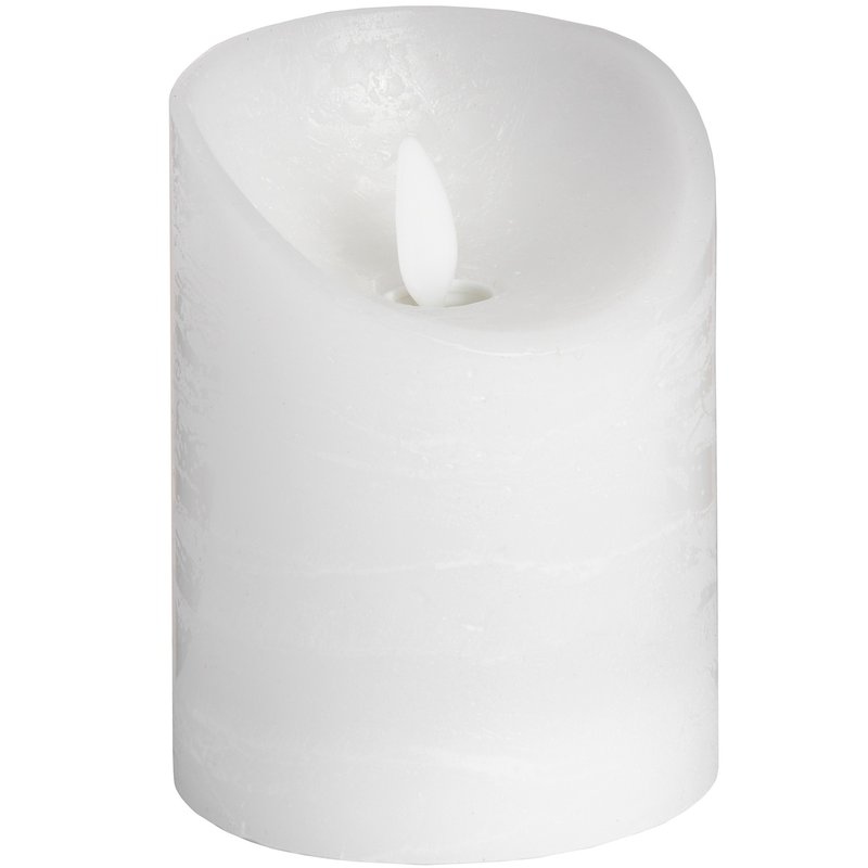 Hill Interiors Flickering Flame Led Wax Candle (white) (3 X 8in)