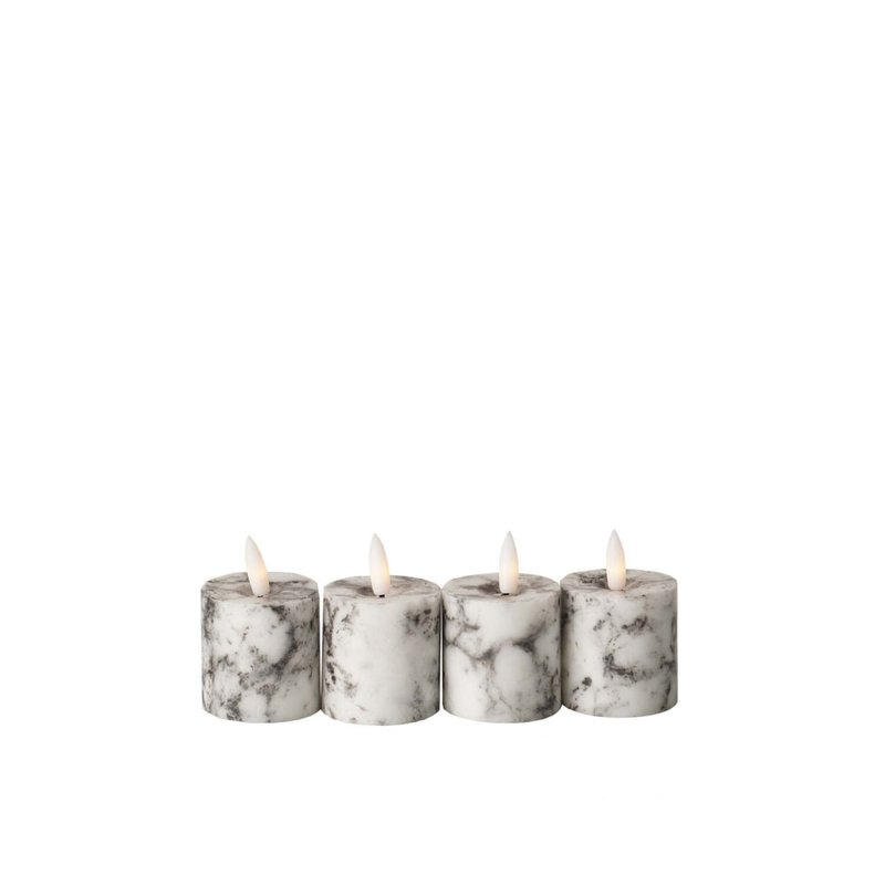Hill Interiors Luxe Collection Marble Effect Electric Candle In White