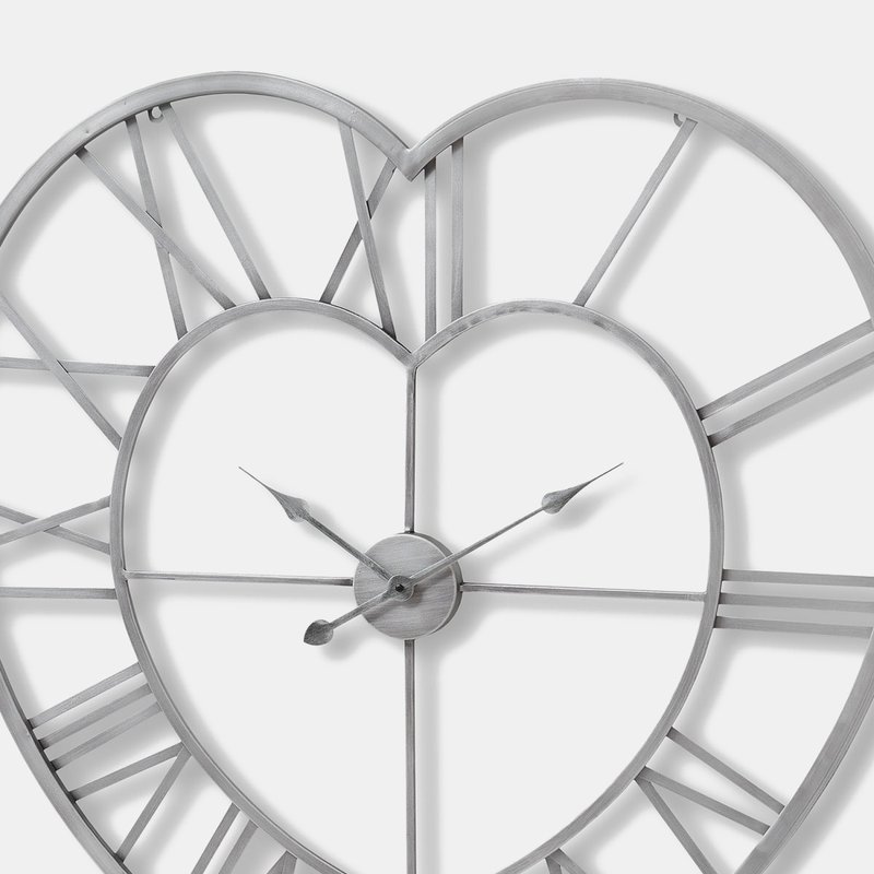 Hill Interiors Metal Frame Heart Clock In Grey