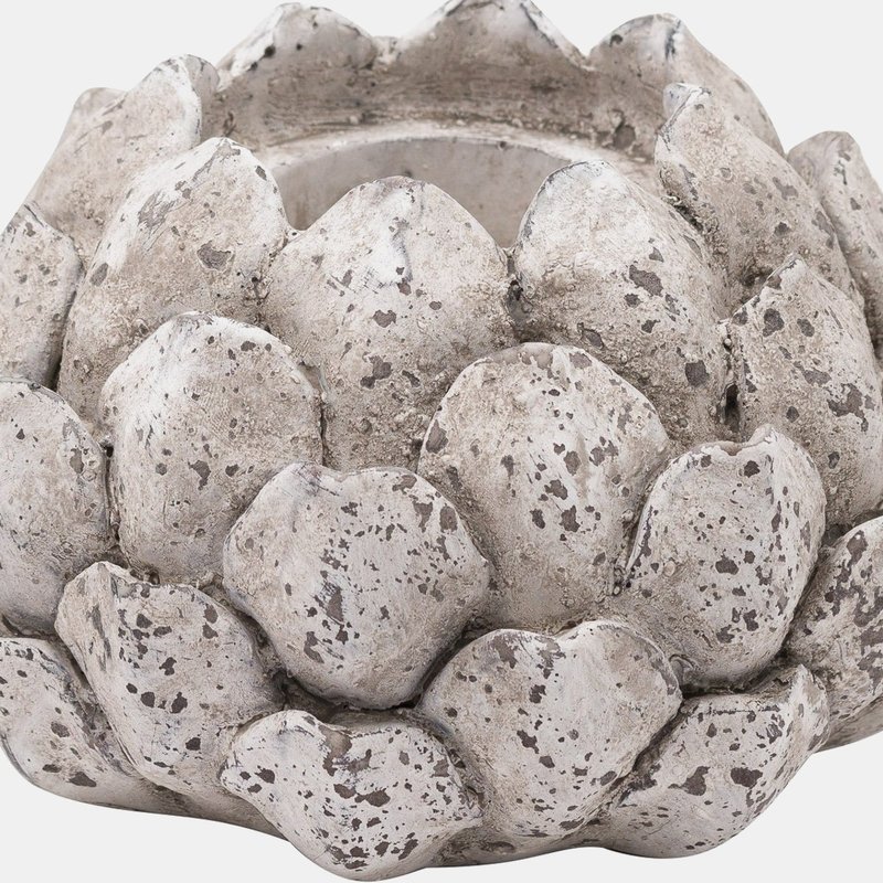 Hill Interiors Stone Effect Acorn Candle Holder (stone) (12cm X 18cm) In Grey