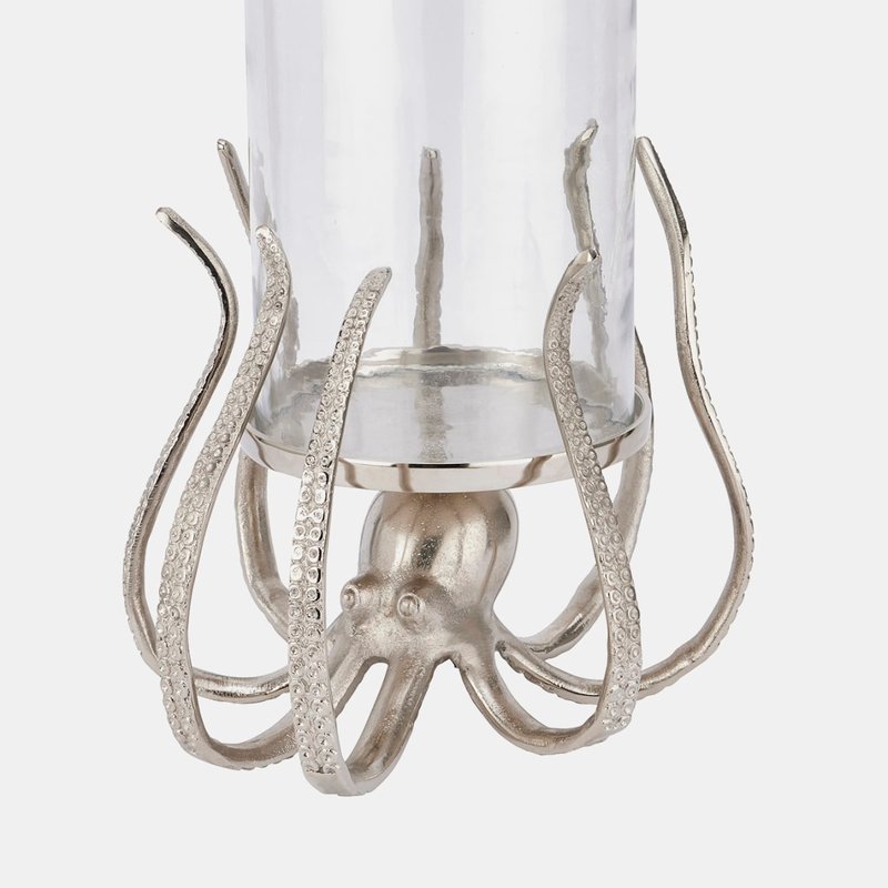 Hill Interiors Hurricane Octopus Candle Lantern In Grey