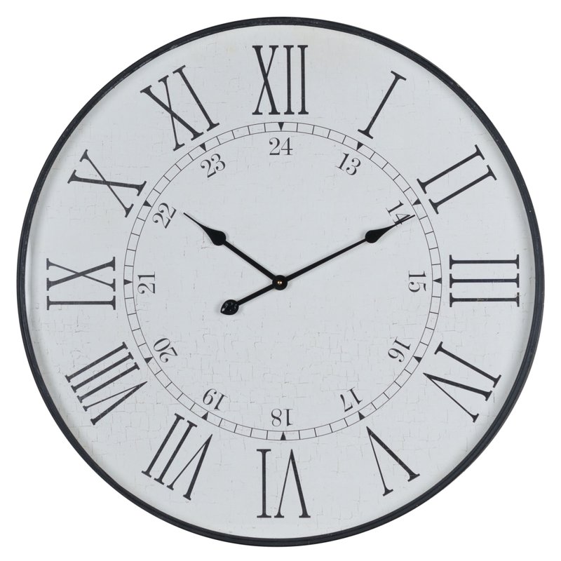 Hill Interiors Large Round Embossed Station Clock In White