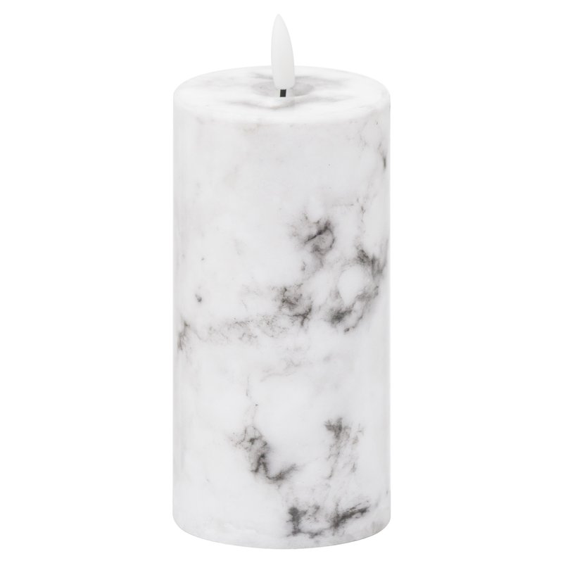 Hill Interiors Luxe Collection Marble Natural Glow Electric Candle In White