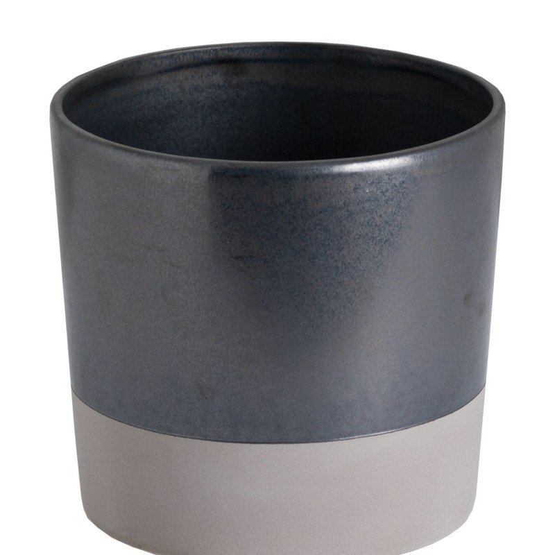 Hill Interiors Metallic Ceramic Planter In Grey
