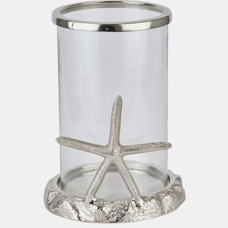 Hill Interiors Silver Starfish Candle Lantern In Grey