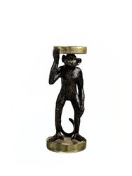 Standing Monkey Candle Holder - Black/Gold - Black/Gold
