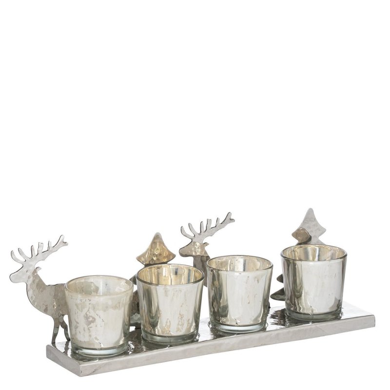 Hill Interiors The Noel Collection 4 Christmas Tea Light Holder In Grey