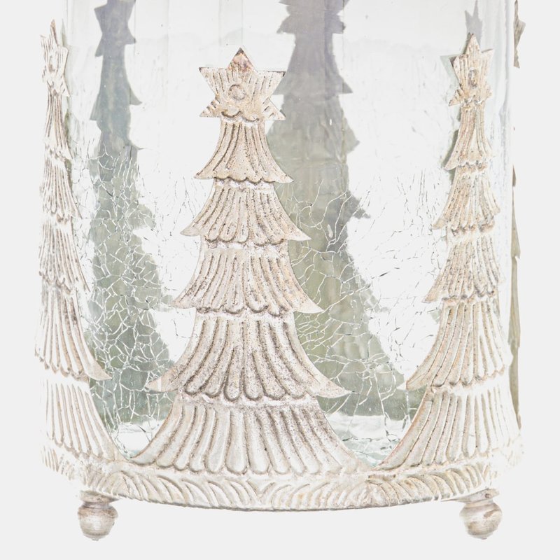 Hill Interiors The Noel Collection Crackle Effect Christmas Candle Holder In Grey