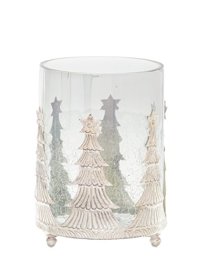 Hill Interiors The Noel Collection Crackle Effect Christmas Candle Holder - Smoke - 15cm x 10cm x 10cm product