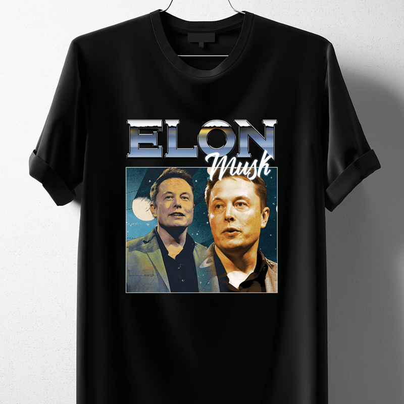 Hipsters Remedy 90's Style Elon Musk T-shirt In Black