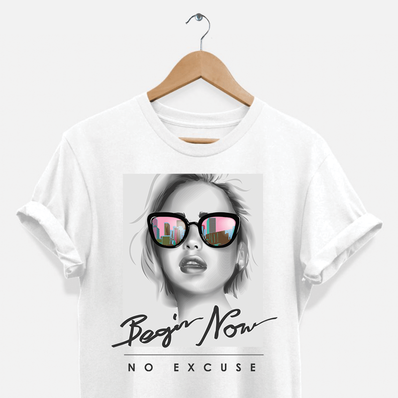 Hipsters Remedy Begin Now No Excuse T-shirt In White