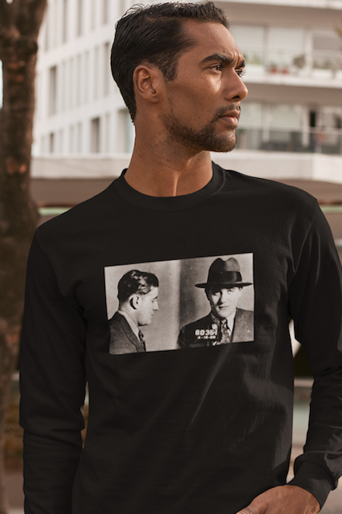 Hipsters Remedy Bugsy Siegal Mugshot Long Sleeve T Shirt In Black