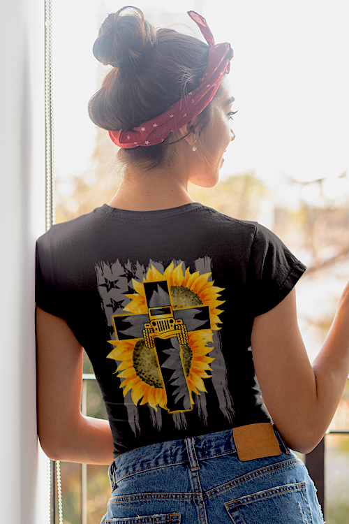 Hipsters Remedy Exotic Sunflower Jeep T-shirt In Black