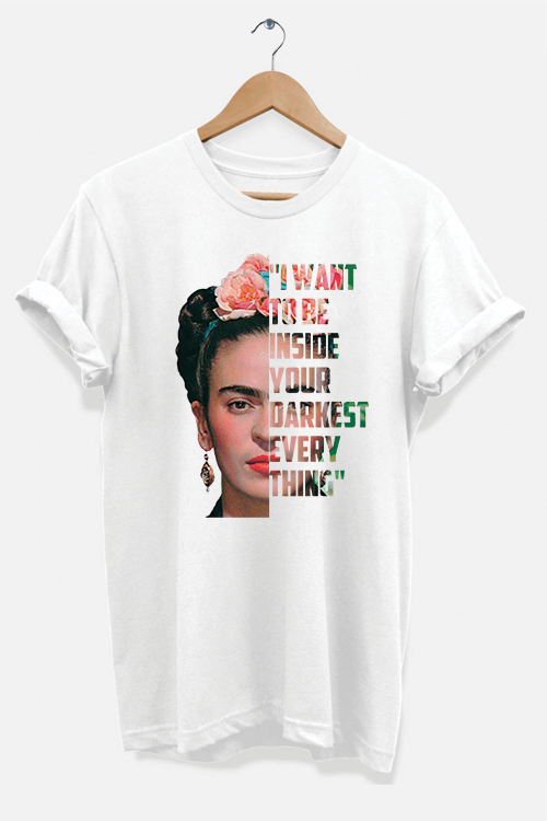 Hipsters Remedy Frida Kahlo Quote T-shirt In White