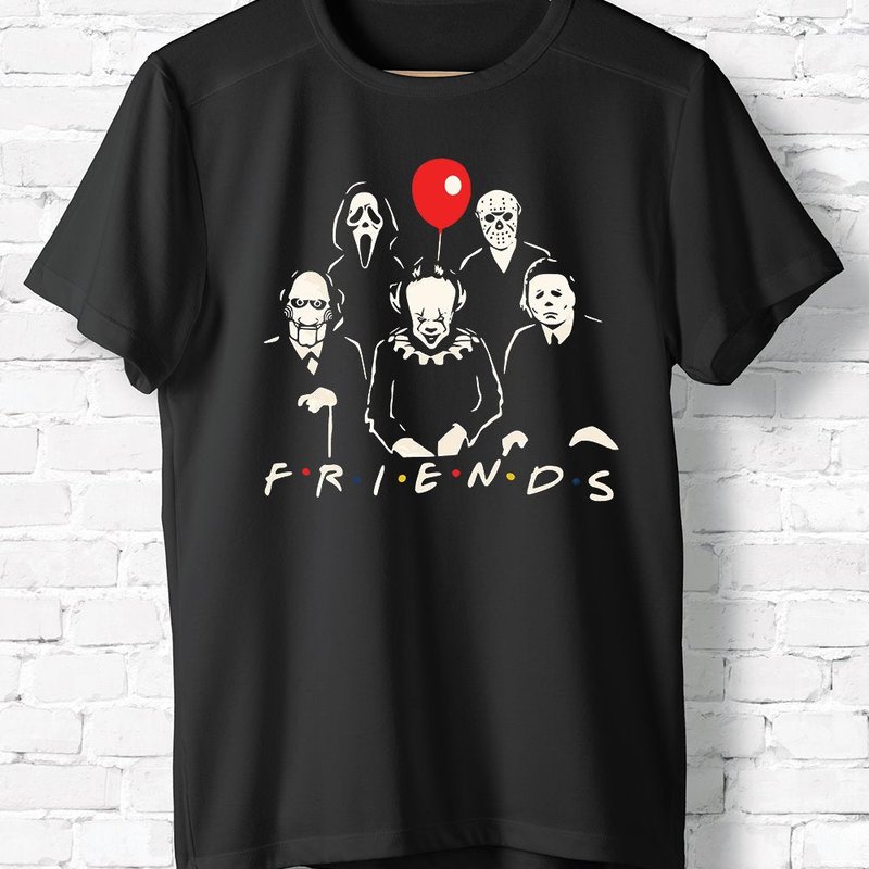 Hipsters Remedy Horror Movie Characters Friends T-shirt In Black