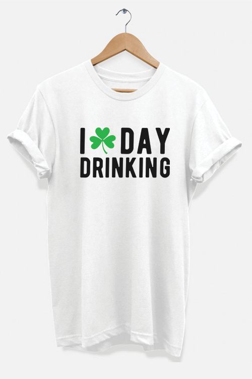 Hipsters Remedy I Love Day Drinking T-shirt In White