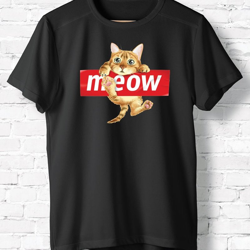 Hipsters Remedy Meow Cat T-shirt In Black