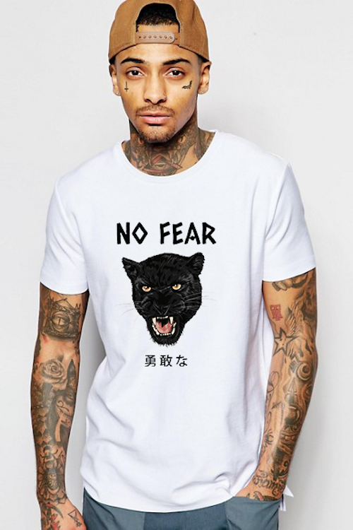 Hipsters Remedy No Fear Japanese Panther T-shirt In White
