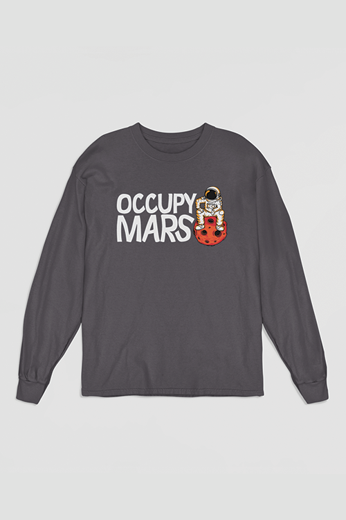 Hipsters Remedy Occupy Mars Long Sleeve T-shirt In Grey