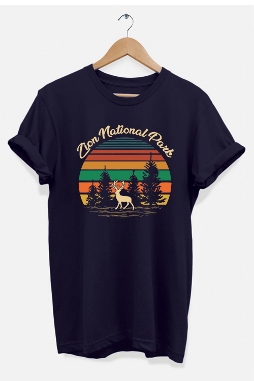 Hipsters Remedy Retro Zion National Park T-shirt In Blue