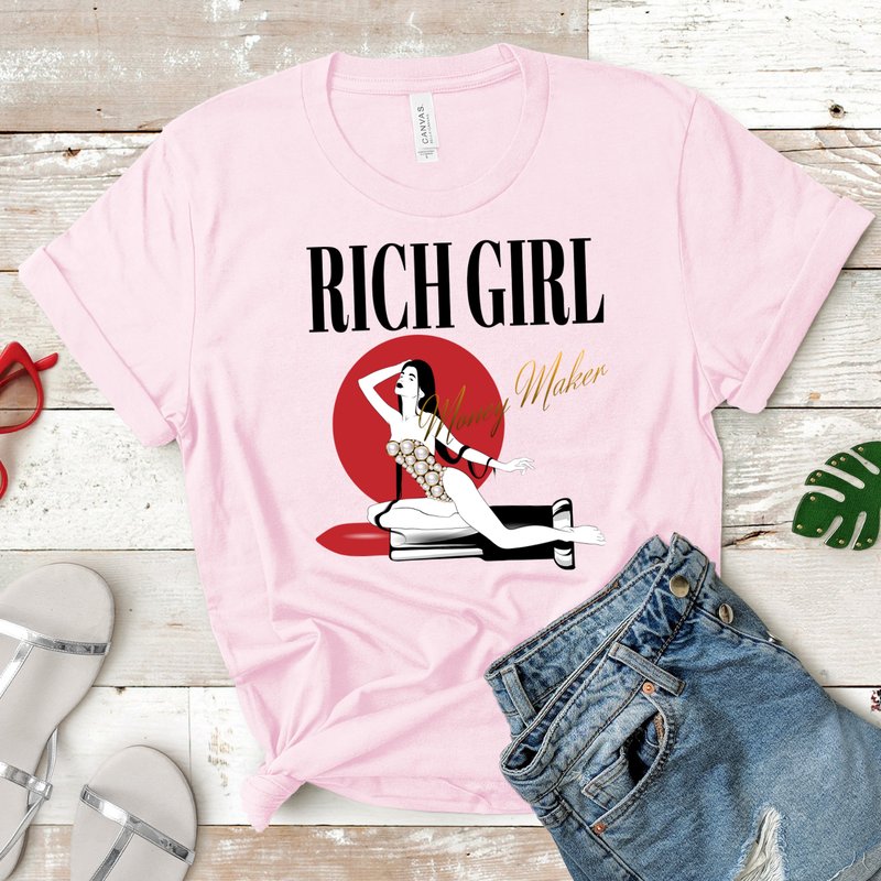 Hipsters Remedy Rich Girl Money Maker T-shirt In Pink