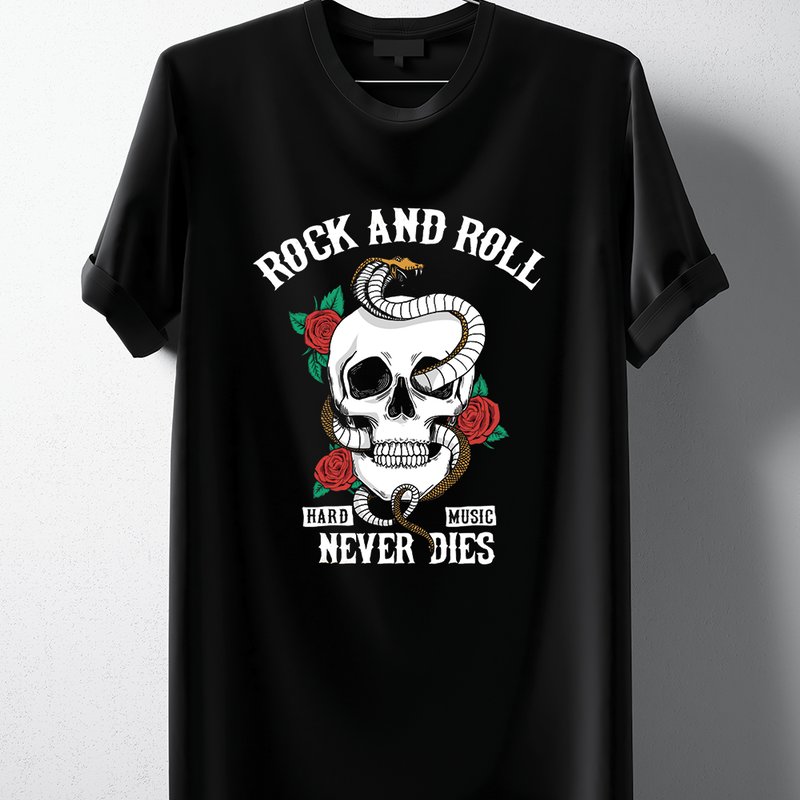 Hipsters Remedy Rock And Roll Skull T-shirt In Black