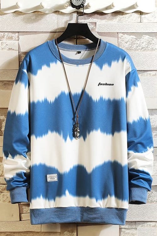 Hipsters Remedy Tie Dye Striped Fashion Sweatshirt In Blue